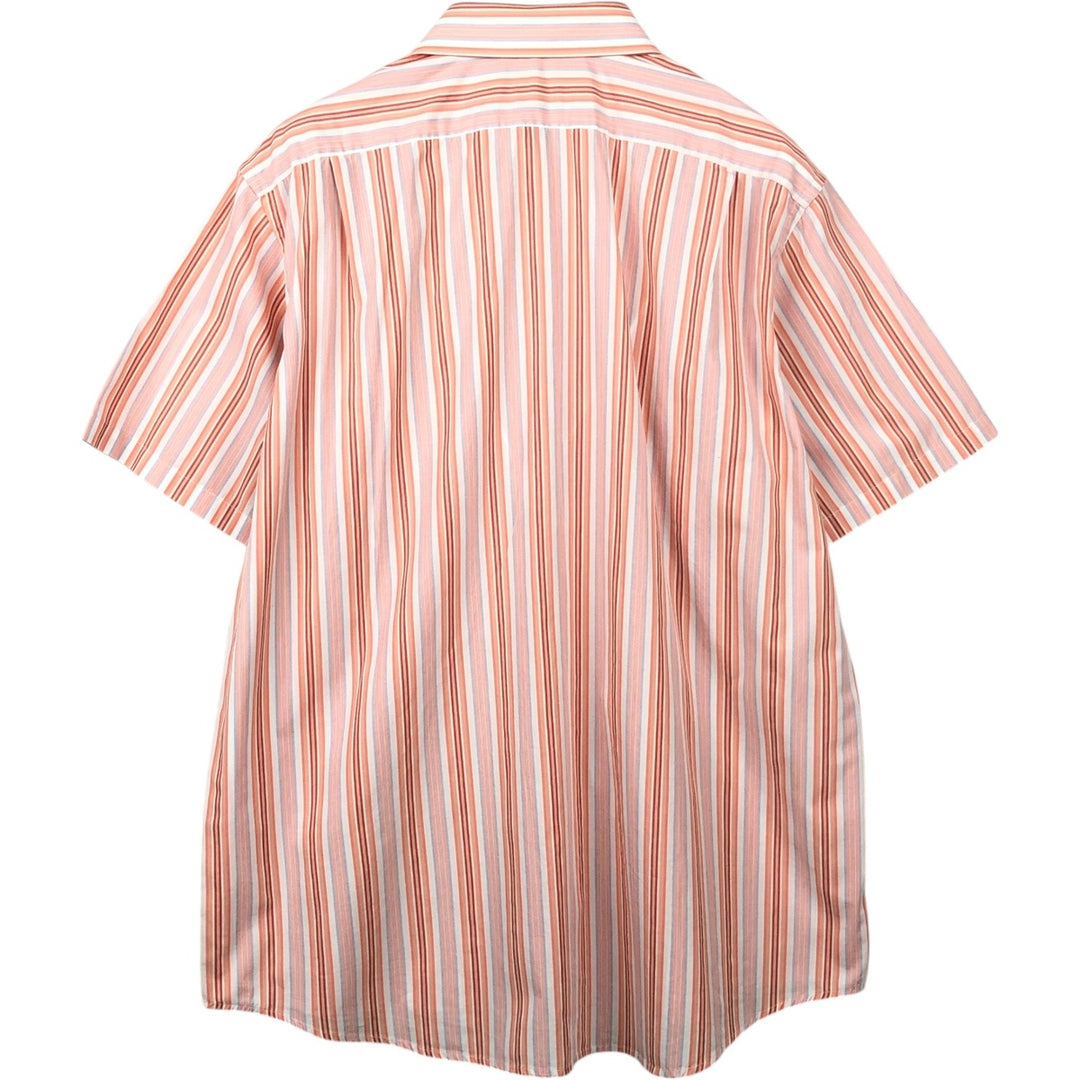 Lacoste Multi-Stripe Short-Sleeve Cotton Striped Shirt, Men's Size XL (approx.) cotton coral Vintage Second Hand
