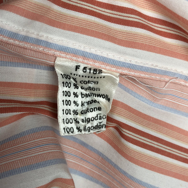 Lacoste Multi-Stripe Short-Sleeve Cotton Striped Shirt, Men's Size XL (approx.) cotton coral Vintage Second Hand