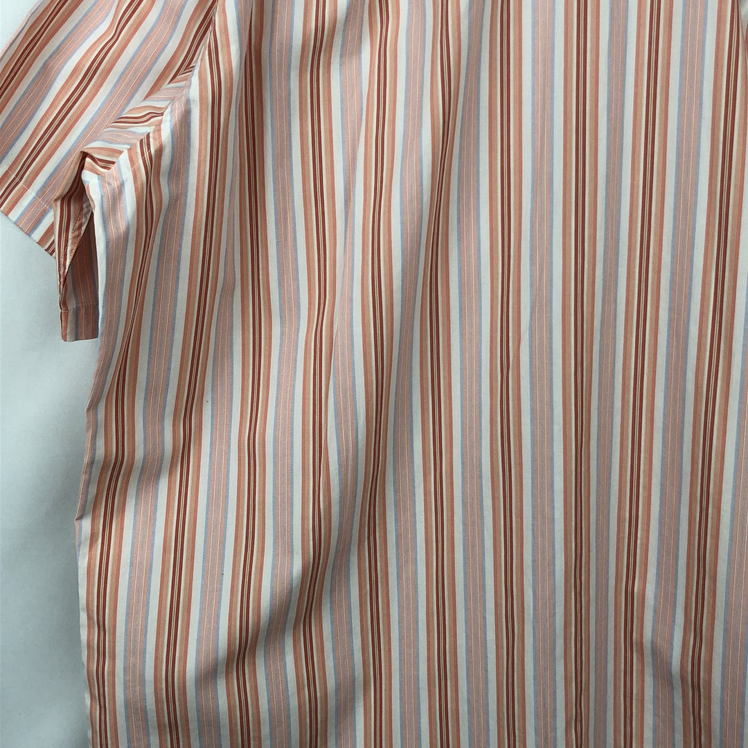 Lacoste Multi-Stripe Short-Sleeve Cotton Striped Shirt, Men's Size XL (approx.) cotton coral Vintage Second Hand