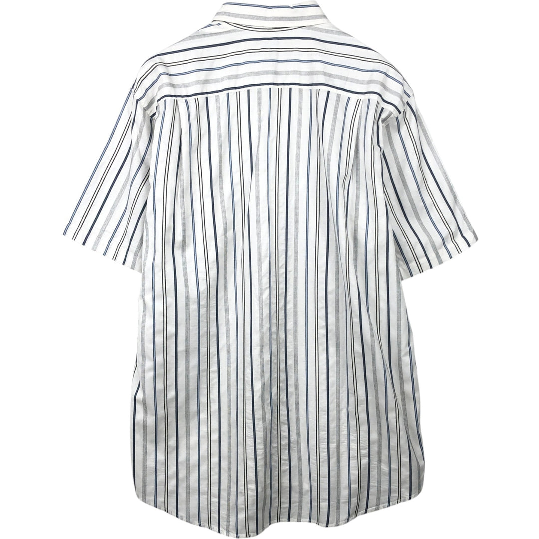 Lacoste Multi-Stripe Short-Sleeve Button-Down Striped Shirt, Men's Size L (approx.) cotton white type Vintage Second Hand