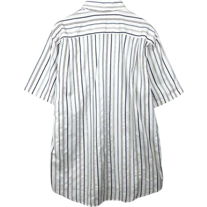 Lacoste Multi-Stripe Short-Sleeve Button-Down Striped Shirt, Men's Size L (approx.) cotton white type Vintage Second Hand