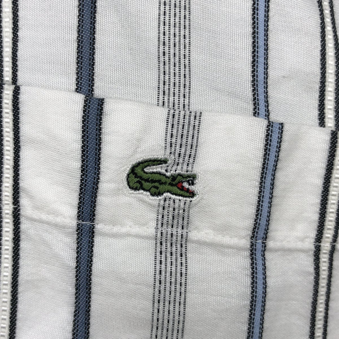 Lacoste Multi-Stripe Short-Sleeve Button-Down Striped Shirt, Men's Size L (approx.) cotton white type Vintage Second Hand