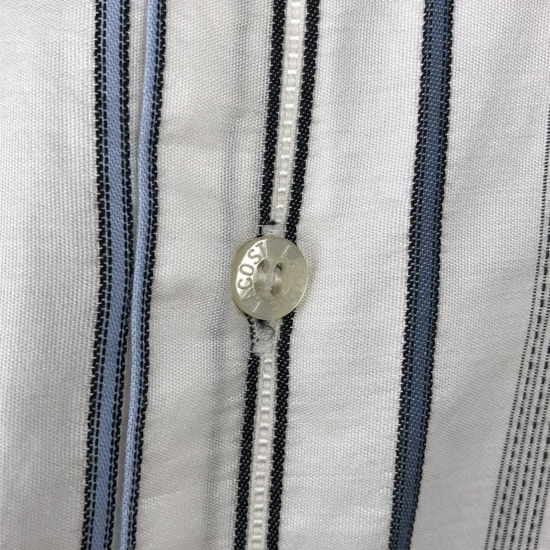 Lacoste Multi-Stripe Short-Sleeve Button-Down Striped Shirt, Men's Size L (approx.) cotton white type Vintage Second Hand