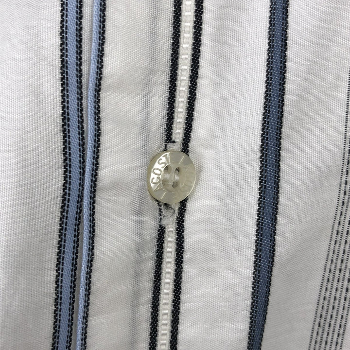 Lacoste Multi-Stripe Short-Sleeve Button-Down Striped Shirt, Men's Size L (approx.) cotton white type Vintage Second Hand
