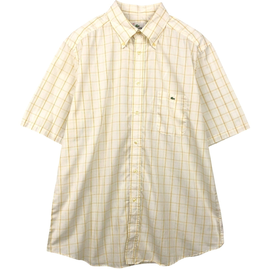 Lacoste LACOSTE short sleeve button down check shirt men's size L cotton ivory Vintage Second Hand