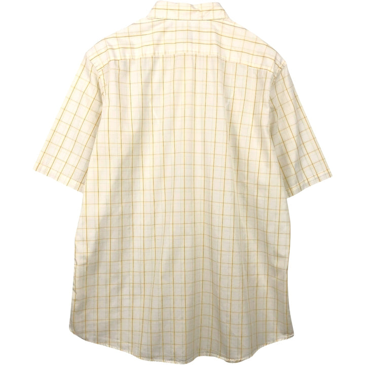 Lacoste LACOSTE short sleeve button down check shirt men's size L cotton ivory Vintage Second Hand