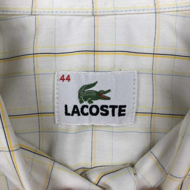 Lacoste LACOSTE short sleeve button down check shirt men's size L cotton ivory Vintage Second Hand