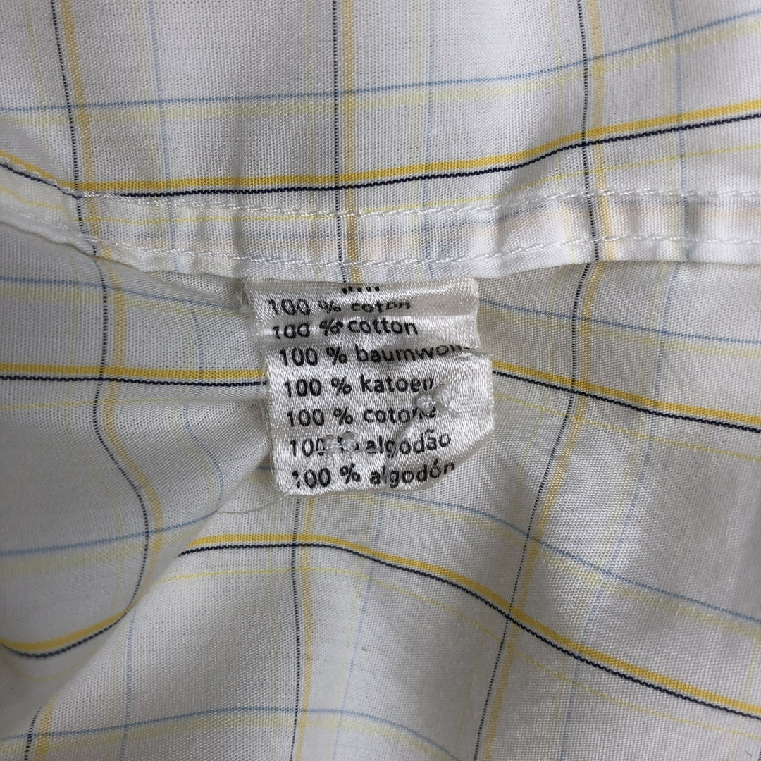 Lacoste LACOSTE short sleeve button down check shirt men's size L cotton ivory Vintage Second Hand