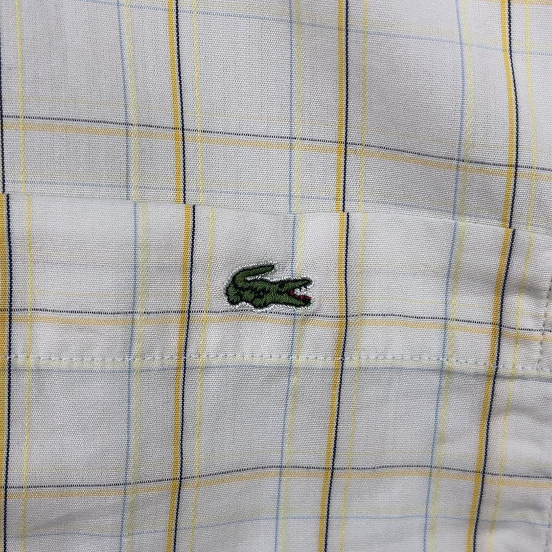 Lacoste LACOSTE short sleeve button down check shirt men's size L cotton ivory Vintage Second Hand