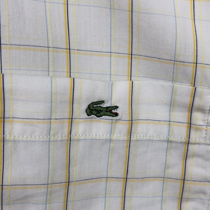 Lacoste LACOSTE short sleeve button down check shirt men's size L cotton ivory Vintage Second Hand