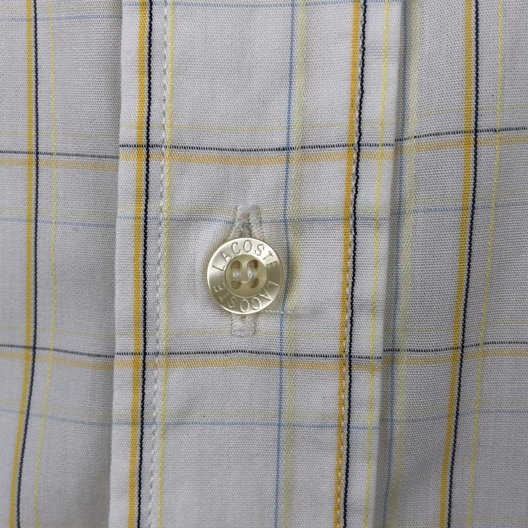 Lacoste LACOSTE short sleeve button down check shirt men's size L cotton ivory Vintage Second Hand