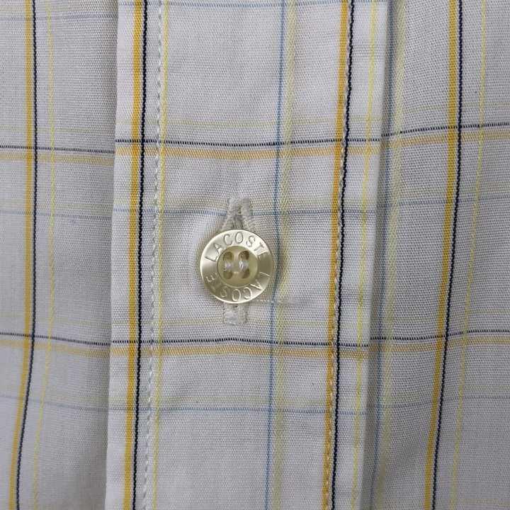 Lacoste LACOSTE short sleeve button down check shirt men's size L cotton ivory Vintage Second Hand