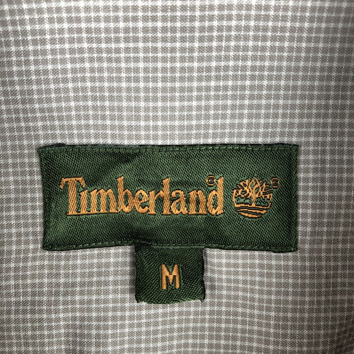 90s-00'S Timberland Short-Sleeve Button-Down Check Shirt, Boxy Shirt, Men's Size M (Equivalent), Vintage cotton beige type brown Vintage Second Hand