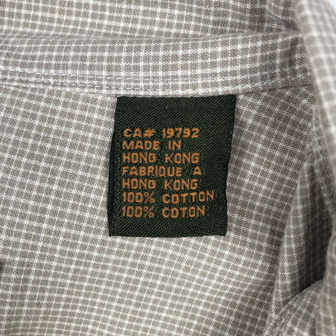 90s-00'S Timberland Short-Sleeve Button-Down Check Shirt, Boxy Shirt, Men's Size M (Equivalent), Vintage cotton beige type brown Vintage Second Hand