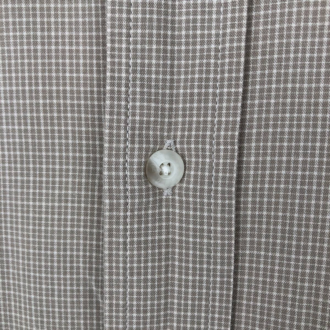 90s-00'S Timberland Short-Sleeve Button-Down Check Shirt, Boxy Shirt, Men's Size M (Equivalent), Vintage cotton beige type brown Vintage Second Hand