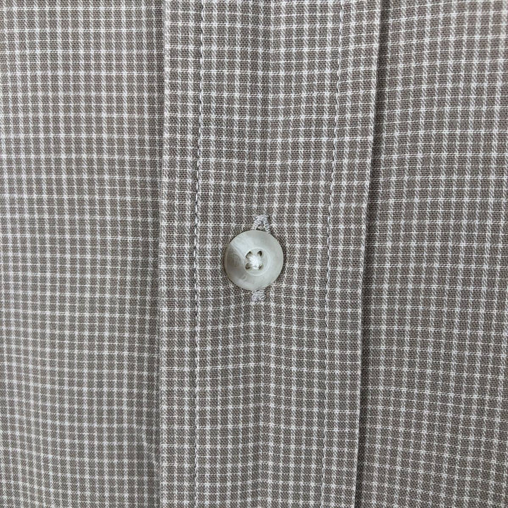 90s-00'S Timberland Short-Sleeve Button-Down Check Shirt, Boxy Shirt, Men's Size M (Equivalent), Vintage cotton beige type brown Vintage Second Hand