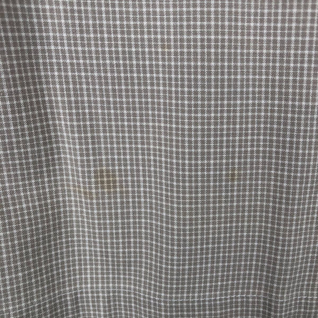 90s-00'S Timberland Short-Sleeve Button-Down Check Shirt, Boxy Shirt, Men's Size M (Equivalent), Vintage cotton beige type brown Vintage Second Hand