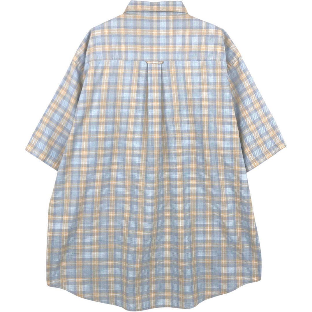 90s-00'S Cabelas Check Pattern Short-Sleeve Poly-Cotton Shirt, Men's Size L (Equivalent), Vintage polyester blue type Vintage Second Hand