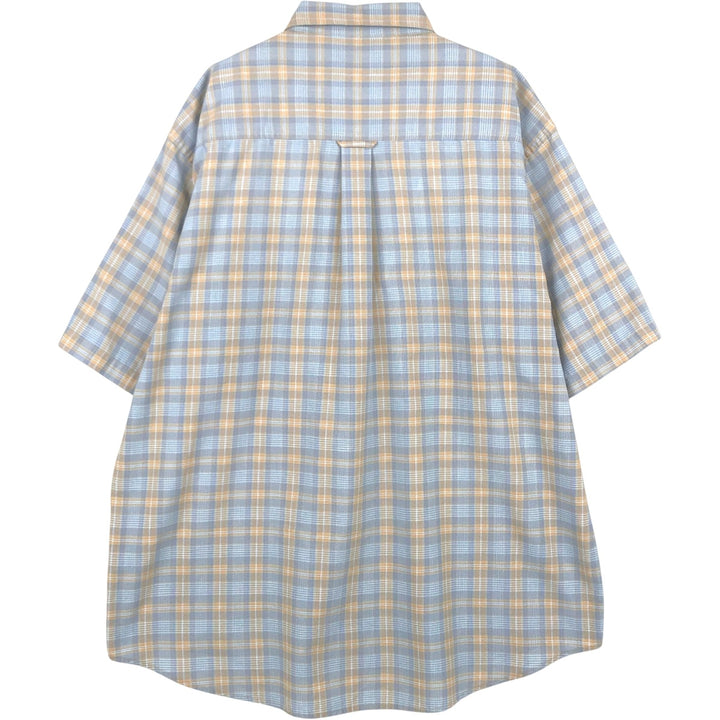 90s-00'S Cabelas Check Pattern Short-Sleeve Poly-Cotton Shirt, Men's Size L (Equivalent), Vintage polyester blue type Vintage Second Hand