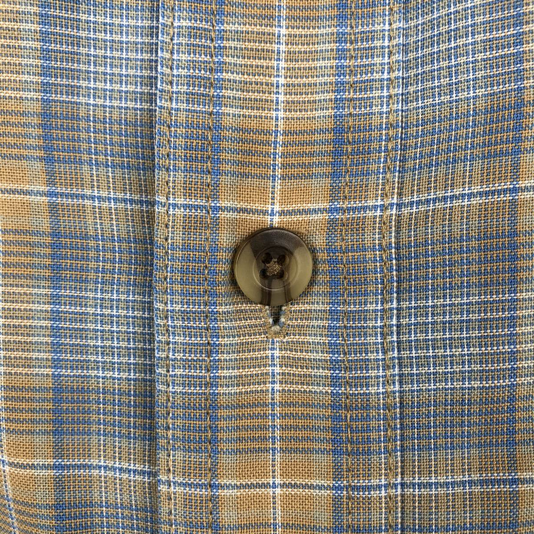 90s-00'S Cabelas Check Pattern Short-Sleeve Poly-Cotton Shirt, Men's Size L (Equivalent), Vintage polyester blue type Vintage Second Hand