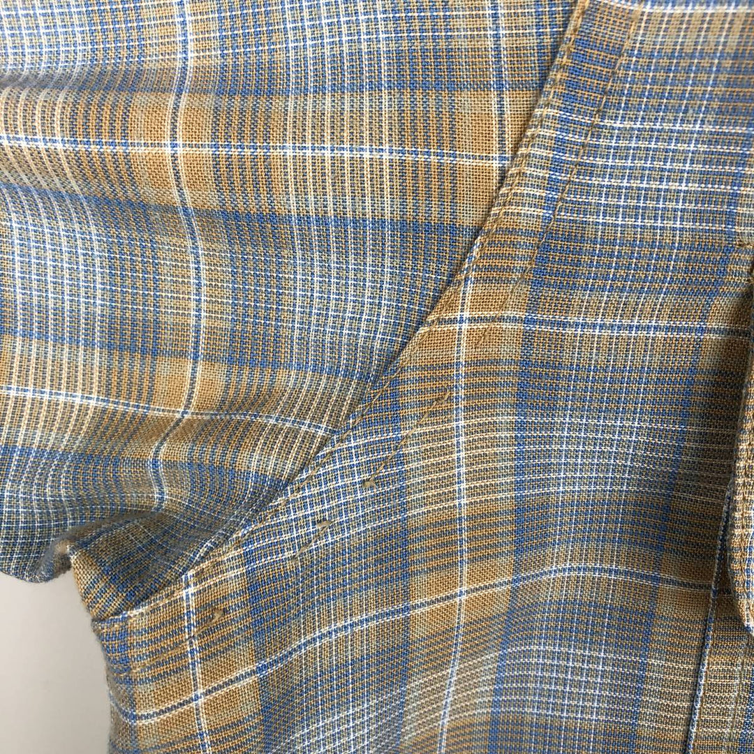 90s-00'S Cabelas Check Pattern Short-Sleeve Poly-Cotton Shirt, Men's Size L (Equivalent), Vintage polyester blue type Vintage Second Hand
