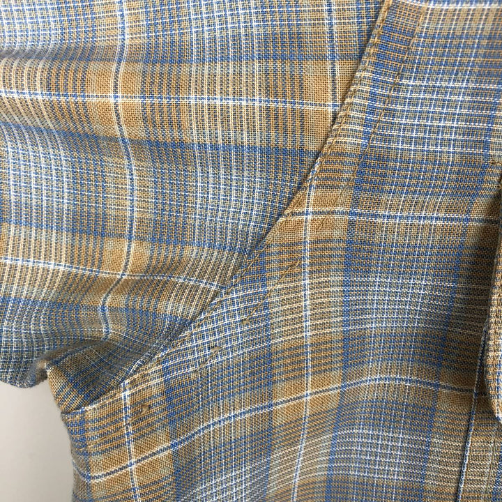 90s-00'S Cabelas Check Pattern Short-Sleeve Poly-Cotton Shirt, Men's Size L (Equivalent), Vintage polyester blue type Vintage Second Hand