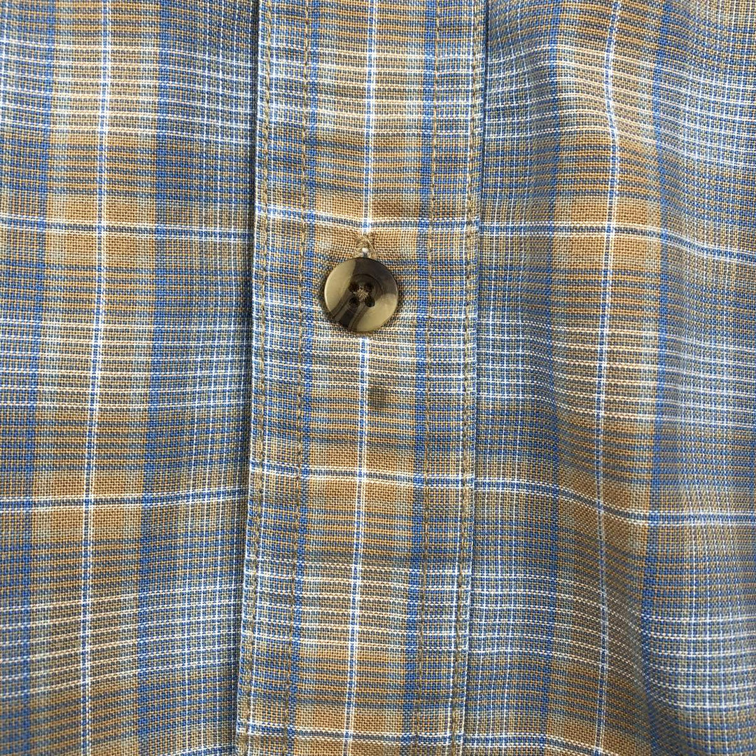 90s-00'S Cabelas Check Pattern Short-Sleeve Poly-Cotton Shirt, Men's Size L (Equivalent), Vintage polyester blue type Vintage Second Hand
