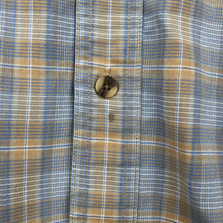 90s-00'S Cabelas Check Pattern Short-Sleeve Poly-Cotton Shirt, Men's Size L (Equivalent), Vintage polyester blue type Vintage Second Hand