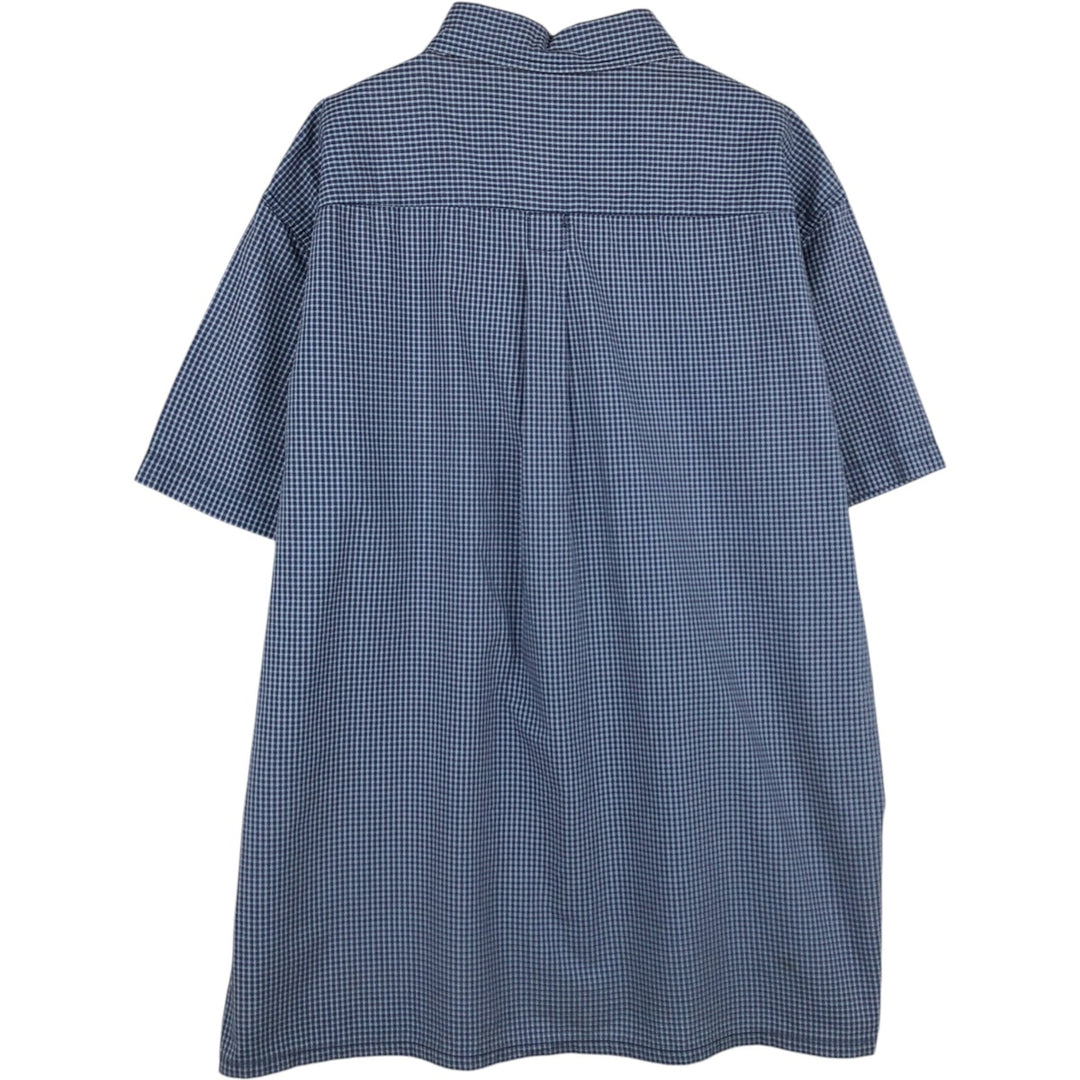 90s-00'S Calvin Klein Jeans Short-Sleeve Cotton Check Shirt, Boxy Shirt, Men's Size XL (Equivalent), Vintage cotton navy blue type Vintage Second Hand