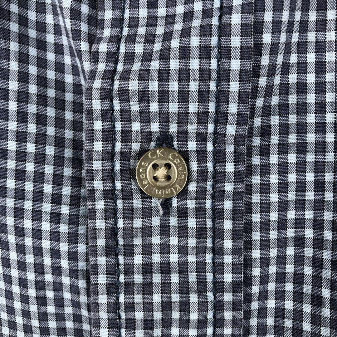 90s-00'S Calvin Klein Jeans Short-Sleeve Cotton Check Shirt, Boxy Shirt, Men's Size XL (Equivalent), Vintage cotton navy blue type Vintage Second Hand