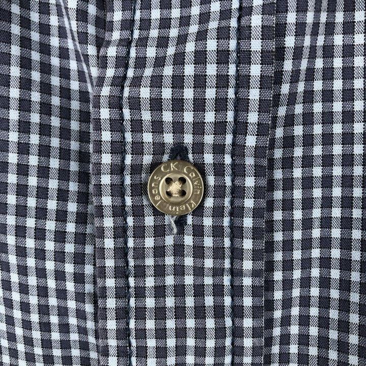 90s-00'S Calvin Klein Jeans Short-Sleeve Cotton Check Shirt, Boxy Shirt, Men's Size XL (Equivalent), Vintage cotton navy blue type Vintage Second Hand