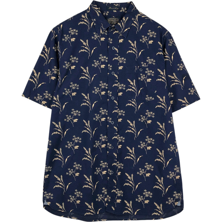 Pendleton Thomas Kay all-over print short-sleeved cotton shirt, men's size M. cotton navy blue type Vintage Second Hand