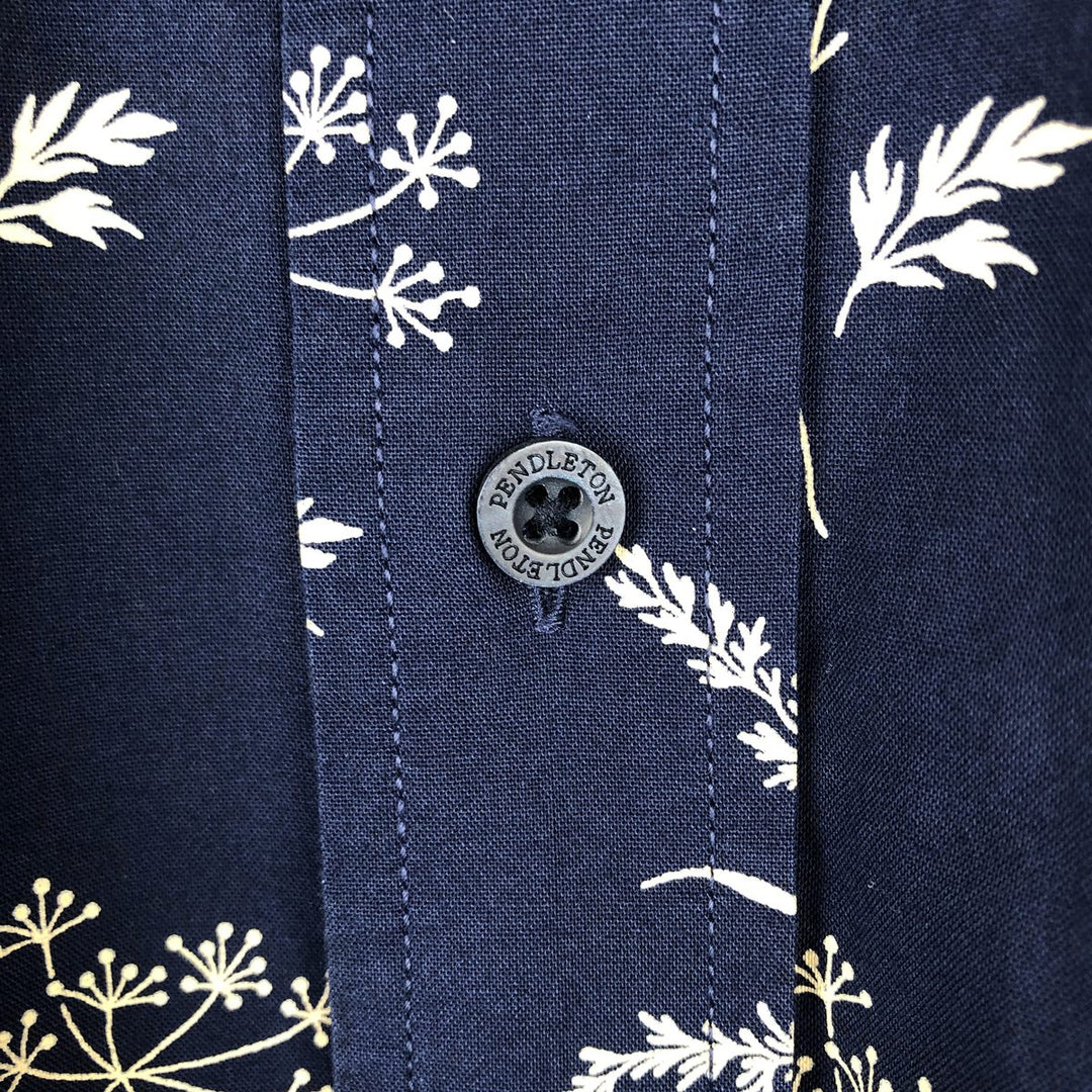 Pendleton Thomas Kay all-over print short-sleeved cotton shirt, men's size M. cotton navy blue type Vintage Second Hand