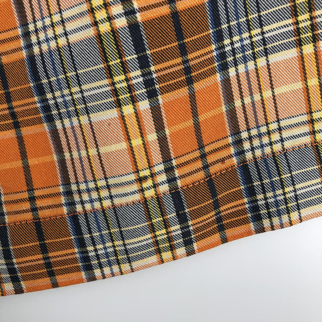 90'S Nike ACG Check Pattern Short-Sleeve Check Shirt, Men's Size L (approx.), Boxy Shirt, Vintage Nylon orange type Vintage Second Hand