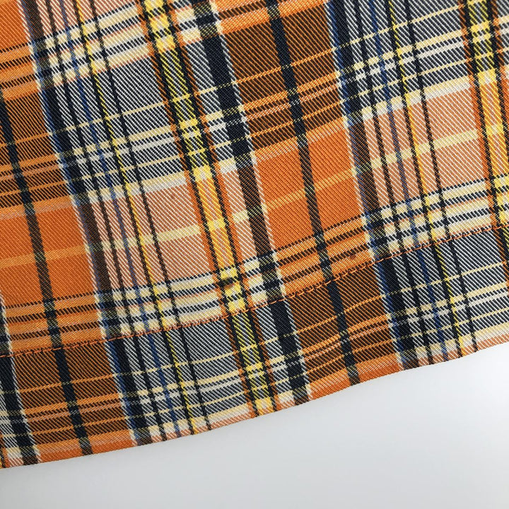 90'S Nike ACG Check Pattern Short-Sleeve Check Shirt, Men's Size L (approx.), Boxy Shirt, Vintage Nylon orange type Vintage Second Hand