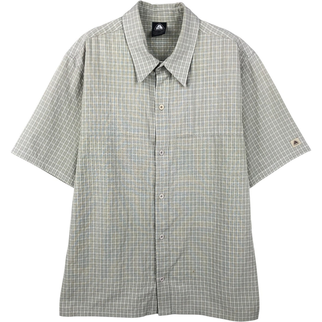 Nike Check Pattern Short-Sleeve Polyester Box Shirt (Men's Size M) polyester green type Vintage Second Hand