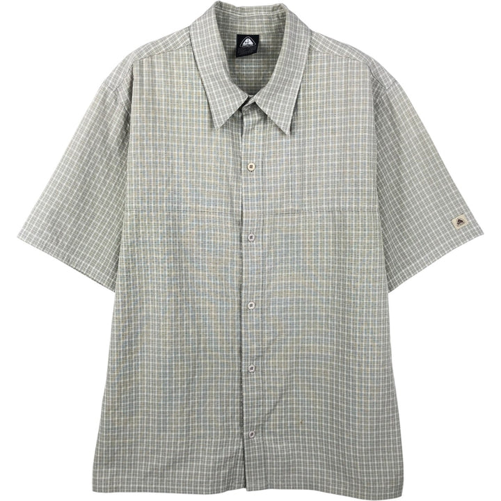 Nike Check Pattern Short-Sleeve Polyester Box Shirt (Men's Size M) polyester green type Vintage Second Hand