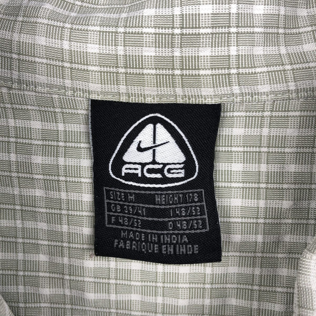 Nike Check Pattern Short-Sleeve Polyester Box Shirt (Men's Size M) polyester green type Vintage Second Hand