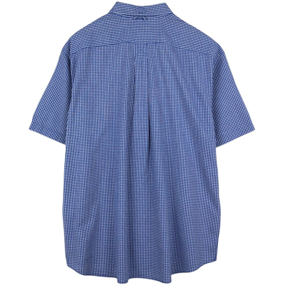 Eddie Bauer seersucker short-sleeved button-down check shirt, men's size XL. cotton blue type Vintage Second Hand
