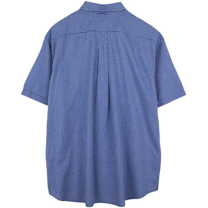 Eddie Bauer seersucker short-sleeved button-down check shirt, men's size XL. cotton blue type Vintage Second Hand
