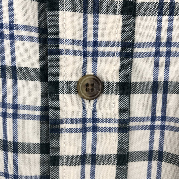 Eddie Bauer Check Pattern Short-Sleeve Button-Down Check Shirt, Men's Size XL (approx.) cotton blue type Vintage Second Hand