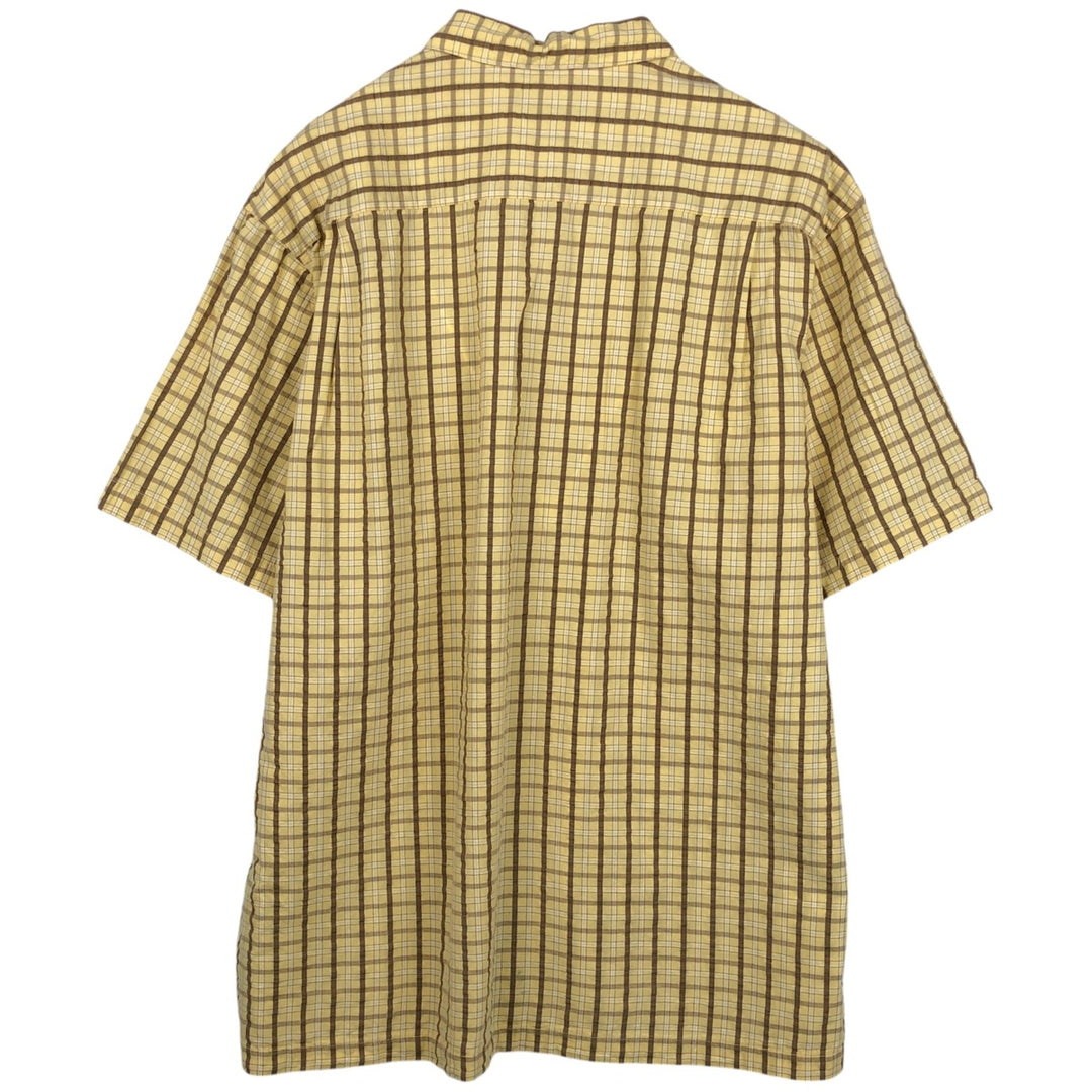 2000'S Columbia XCO Seersucker Short-Sleeve Cotton Check Shirt, Boxy Shirt, Men's Size XL (approx.) cotton yellow type Vintage Second Hand
