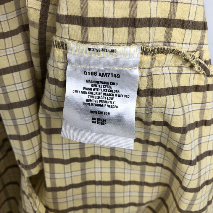 2000'S Columbia XCO Seersucker Short-Sleeve Cotton Check Shirt, Boxy Shirt, Men's Size XL (approx.) cotton yellow type Vintage Second Hand