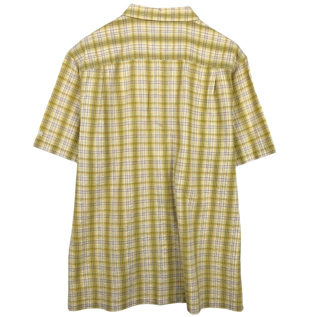 2000'S Columbia XCO Seersucker Short-Sleeve Cotton Check Shirt, Boxy Shirt, Men's Size L (approx.) cotton yellow type Vintage Second Hand
