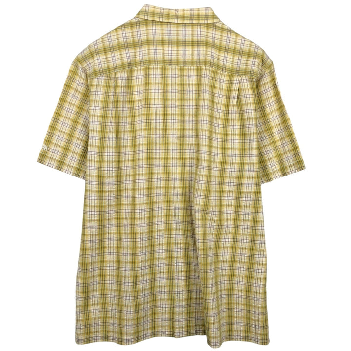 2000'S Columbia XCO Seersucker Short-Sleeve Cotton Check Shirt, Boxy Shirt, Men's Size L (approx.) cotton yellow type Vintage Second Hand