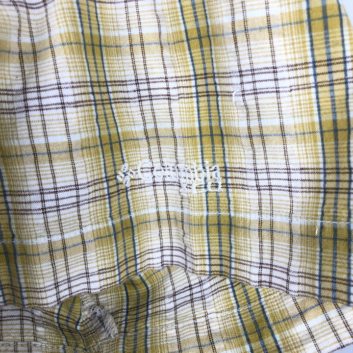 2000'S Columbia XCO Seersucker Short-Sleeve Cotton Check Shirt, Boxy Shirt, Men's Size L (approx.) cotton yellow type Vintage Second Hand