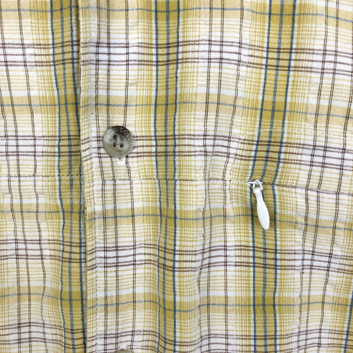 2000'S Columbia XCO Seersucker Short-Sleeve Cotton Check Shirt, Boxy Shirt, Men's Size L (approx.) cotton yellow type Vintage Second Hand