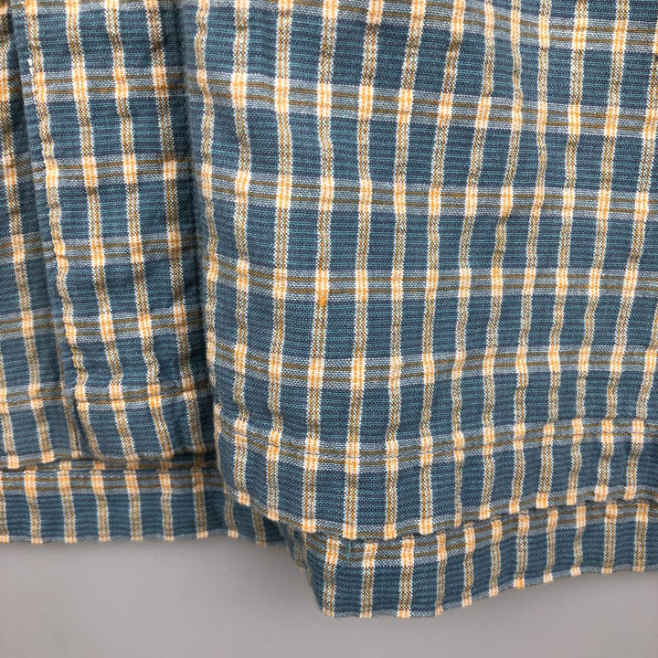 90s-00'S Columbia Seersucker Short-Sleeve Cotton Check Shirt, Boxy Shirt, Men's Size L (Equivalent), Vintage cotton Blue type light blue Vintage Second Hand