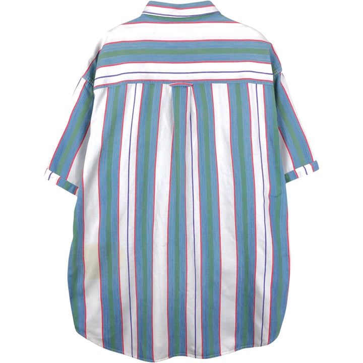 80s-90'S Eddie Bauer Black Tag Multi-Striped Short-Sleeve Button-Down Striped Shirt, Men's XL (approx.), Vintage cotton blue type Vintage Second Hand