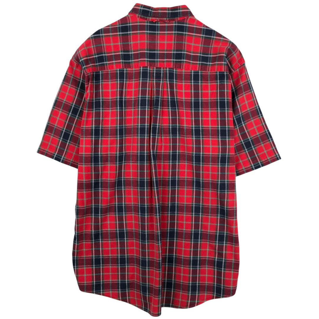 Eddie Bauer short sleeve button down check shirt, men's XL size cotton red type Vintage Second Hand